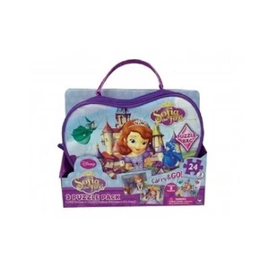 Disney Characters Carry and Go Jigsaw 3 Pack Puzzle in a Bag Sofia the First - Picture 1 of 4