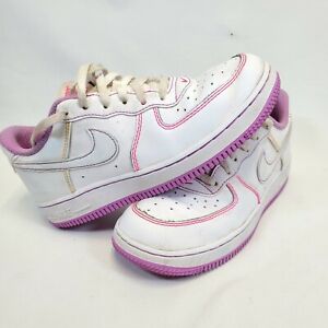 Nike Air Force 1 Youth Size 2.5Y White Purple Leather Sneaker Girls