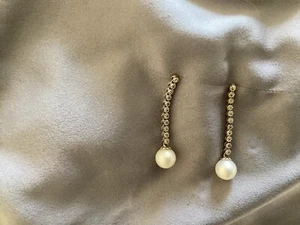 Authentic diamond earring with pearl - Picture 1 of 5