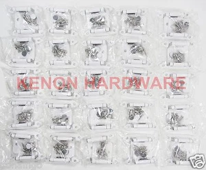 Lot of 25 Pairs /50pcs Self Closing Variable OVERLAY Flush Cabinet Hinges- WHITE - Picture 1 of 5