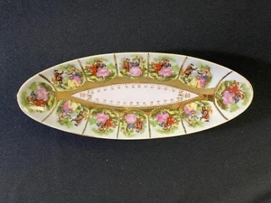 Vintage ARNART Fragonard Courting Couple #55 /482 Oval Gold Vergoldet Relish Schale - Bild 1 von 8