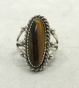 Tiger Eye Ring Size 9 Sterling Silver Southwest #101 - Picture 1 of 8
