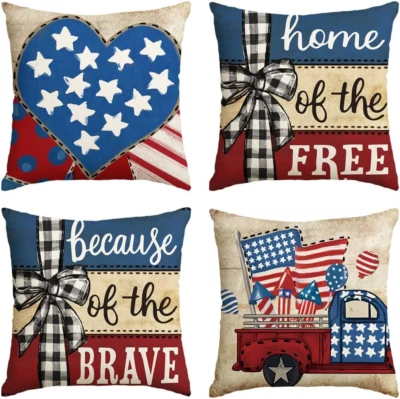 colorlife Home of The Free Truck Stripes наволочки, 18 x 18 дюймов, - Изображение 1 из 4
