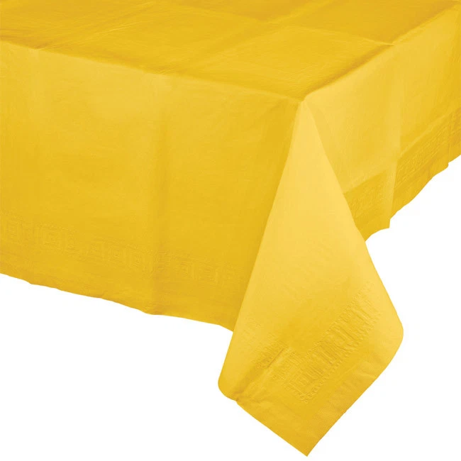 Mantel de banquete amarillo de 2 capas de papel polietileno para autobús escolar 54" x 108" vajilla Foto 1 de 1