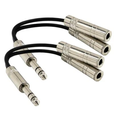 2pcs 1/4" Jack Plug Male to Dual 6.5mm Female Audio Y Splitter Audio Cable - Image 1 of 4