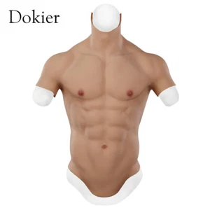 Dokier Silicone Fake Male Chest Abdominal Muscle Suit Vest Cosplay Crossdresser - Picture 1 of 12