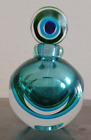 Fifth Avenue Crystal Perfume Bottle Blue Green & Clear 6.2" Tall Empty