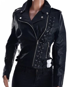 MEMBERS ONLY FAUX LEATHER BIKER JACKET-BLACK - Picture 1 of 3