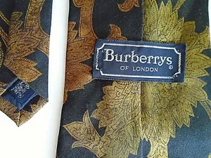 Burberry Of London Men's Silk Necktie Brown Floral 57" Long - Picture 1 of 3