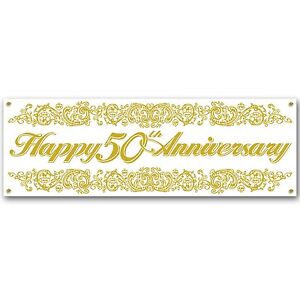 Jumbo Happy 50th Anniversary Sign Banner Party Accessory 5 ft x 21 inch