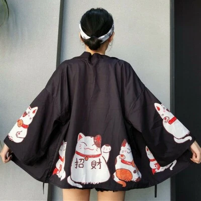 女式宽袖和服夹克宽松浴衣开衫上衣衬衫洛丽塔 YM0 — 第 1/4 张图片