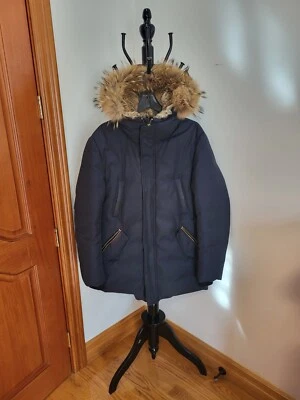 $1,590 Mackage Edward 2-1 Heavy Down Jacket Size 40 Fox Fur Navy - Image 1 of 4