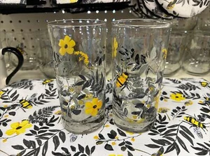 2-BICCHIERE ROYAL NORFOLK 6” alto 16,3 oz API FIORI set 2 bicchieri da bere - vetro - Foto 1 di 6