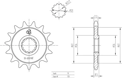 JD Front Chain Sprocket Kawasaki Z900 ZR900 ABS 2020 15T 525 - Image 1 of 2