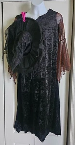 Spiderweb Witch Costume Velvet Dress Hat Bell Sleeve Halloween Spider Girls READ - Picture 1 of 7