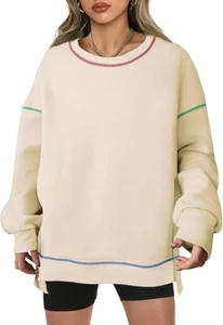 Women Oversized Sweatshirts Casual Crewneck Long Sleeve Pullover size L - Picture 1 of 5