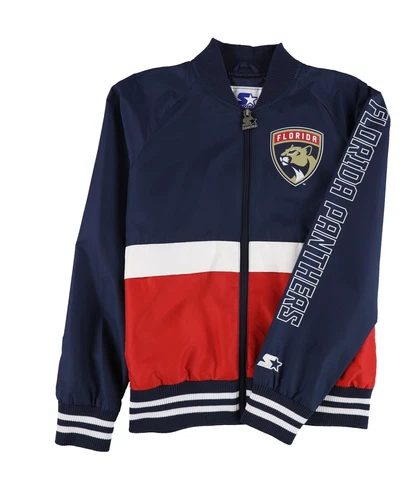 STARTER Womens Florida Panthers Bomber Jacket, Blue, Medium Cover