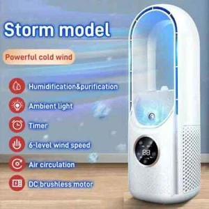 Portable Air Cooler Leafless Electric Fan 6 Speed Silent Timer Air Conditioner - Picture 1 of 10