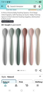 Silicone Feeding Spoons 6 pack soft head with bendable handle - Picture 1 of 5