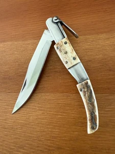 3,34" Arabisches Klapp Taschenmesser Hirschgeweih Schuppen mit Ratsche Made in Spain - Bild 1 von 10