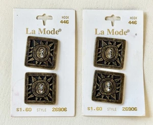 Vintage La Mode Metal Sun Buttons-Set Of 4-#26906-Antique Gold-Size 32MM- 1.25” - Picture 1 of 5