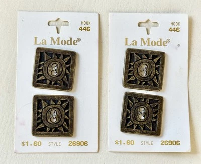 Vintage La Mode Metal Sun Buttons-Set Of 4-#26906-Antique Gold-Size 32MM- 1.25” - Image 1 of 4