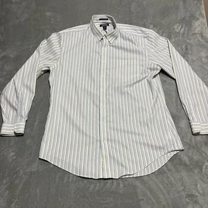 Lands End Mens Tailored Fit Tall Striped Button Down Shirt 17-36 No Iron Supima - Picture 1 of 10