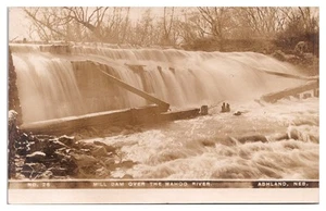 Presa de molino RPPC sobre el río Wahoo, Ashland, Nebraska - Imagen 1 de 2