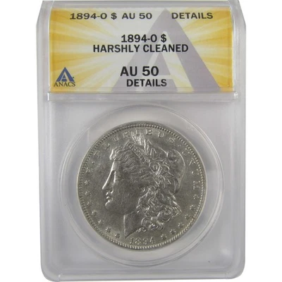 1894 O Morgan Dollar AU 50 Details ANACS Silver $1 Coin SKU:I19330 - Image 1 of 4