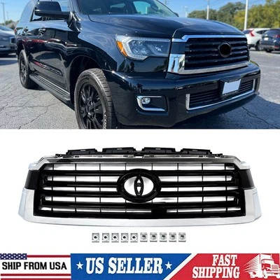 For 2018-2022 Toyota Sequoia Platinum Chrome+Gloss Black Front Bumper Grille New Foto 1 de 4