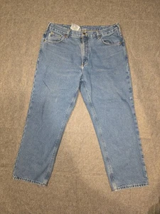 Pantalones de mezclilla forrados de franela Carhartt para hombre 38x30 azul calce relajado B172 B172 DST  - Imagen 1 de 18
