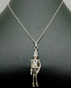Sterling Silver Italy 925 Articulating Pinocchio Pendant Necklace 18” - Picture 1 of 9