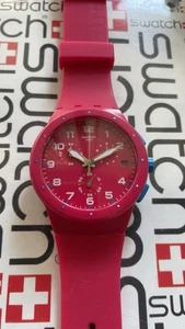Swatch Pink Frame SUSR401 Chrono 42mm Silicone - Picture 1 of 6