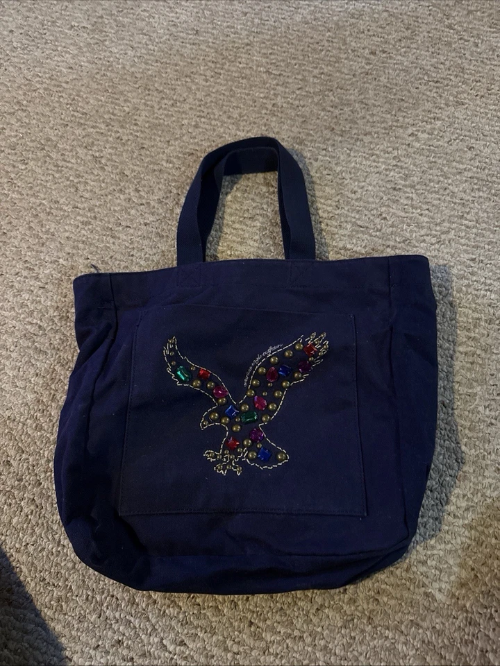 American Eagle Bag Denim Jean Tote Bag Purse Beach Bag Logo - Изображение 1 из 4