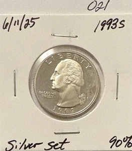 1993 S Proof AG 90% Washington Quarter -021 - Picture 1 of 2