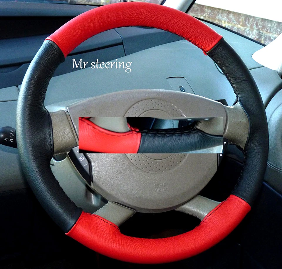 Para Rover 200/25 Alta Calidad Negro y Rojo Italiano Funda de Piel Del Volante - Imagen 1 de 1