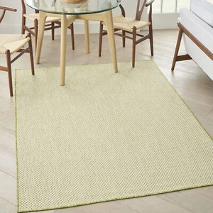Nourison Courtyard Indoor/Outdoor Ivory Green 6' x 9' Area Rug Geometric Easy - Picture 1 of 3