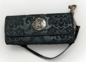 New Vintage Roberto Cavalli Black Velvet Baroque Clutch - Picture 1 of 7