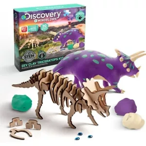 Discovery #Mindblown DIY Clay Triceratops Kit Dinosaur Science Puzzle New - Picture 1 of 10