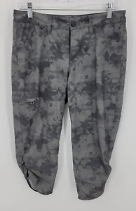 Eddie Bauer Pants Womens 6 Gray Digital Camo Ruched Cropped Outdoor Casual