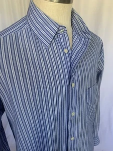 Camisa de popelina de algodón vintage Banana Republic para hombre a rayas azules, mediana - Imagen 1 de 8