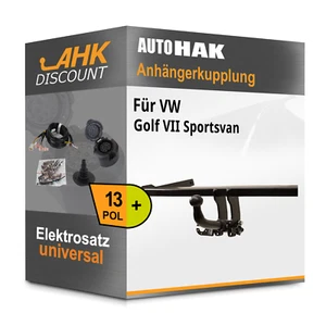 Für VW Golf VII Sportsvan 14- AUTO HAK Anhängekupplung abnehmbar + 13polig NEU - Bild 1 von 3