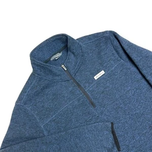 Eddie Bauer Sweater Mens XL Navy Blue 1/4 Zip Fleece Mock Neck Pullover - Picture 1 of 11