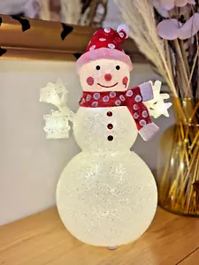 Christmas Snowman LED Decoration Light Up Frosty Acrylic Xmas Ornament Filigree - Picture 1 of 8