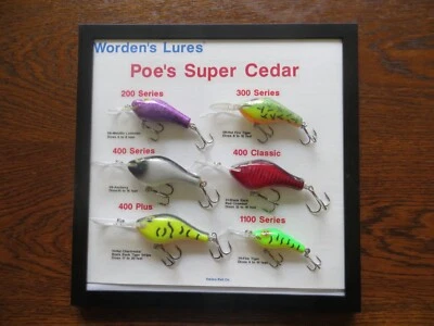 RARE Vintage Framed Poe's Super Cedar Lure Display - 12 x 12 inch - Image 1 of 4