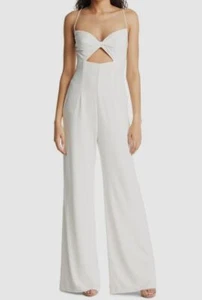 $248 Sho by Tadashi Shoji Womens White Cutout Strappy Back Crepe Jumpsuit Size M - Picture 1 of 5