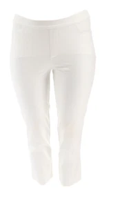 Isaac Mizrahi 24/7 Stretch Crop Pants Back Slit Hem Bright White, Size 0, NEW - Picture 1 of 5