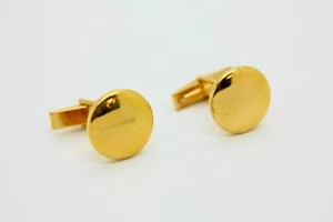 Vintage 14/20 Gold Filled Cufflinks Round Polished Minimalist 0.75" Signed - Picture 1 of 5