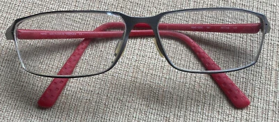 Nike 4200 067 Anteojos 55-14 145 Rojo Rectangular Marco de Metal Templas Flexon Foto 1 de 4