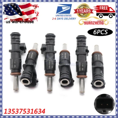 13537531634 6x Fuel Injectors For BMW 128i 328i X5 Z4 525i 2.0 2.5 3.0L 2006-12 - Image 1 of 4